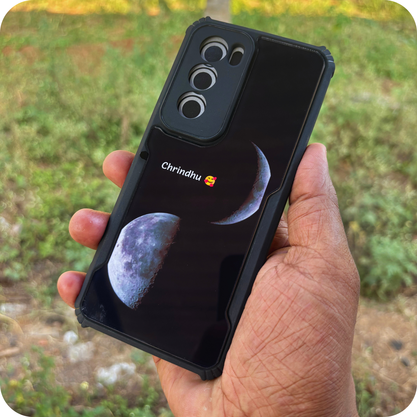 Acrylic Moon Case with 1 Name & 2 Moons