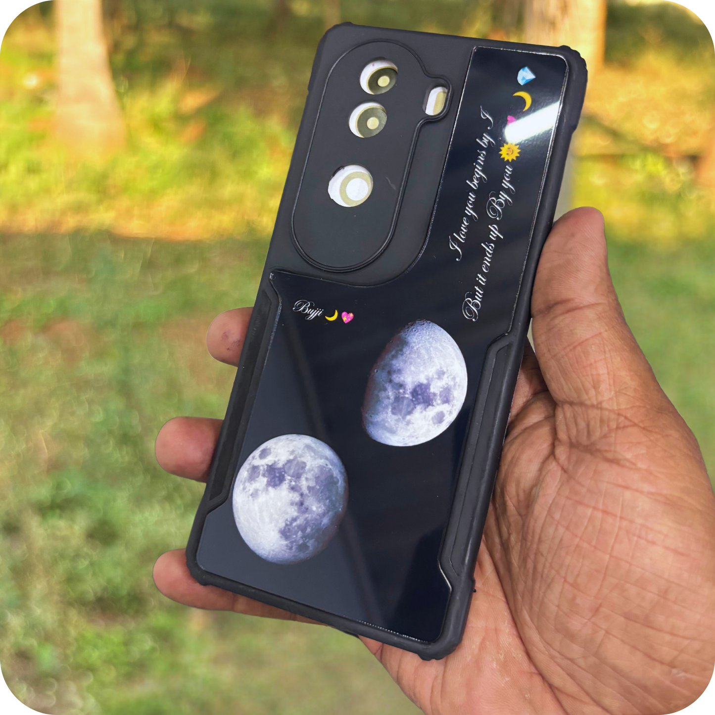 Acrylic Moon Case with 1 Name & 1 Lovely Quote