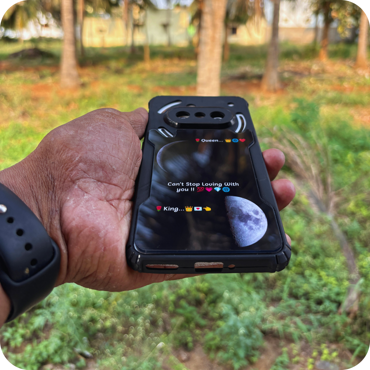 Acrylic Moon Case with 2 Name & 1 Lovely Quote Style #2