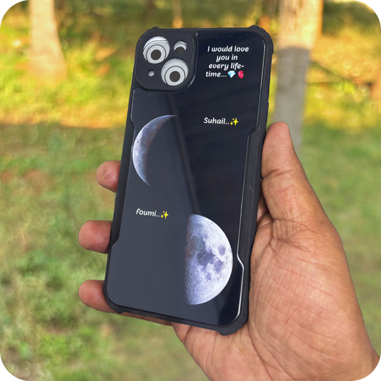 Acrylic Moon Case with 2 Name & 1 Lovely Quote