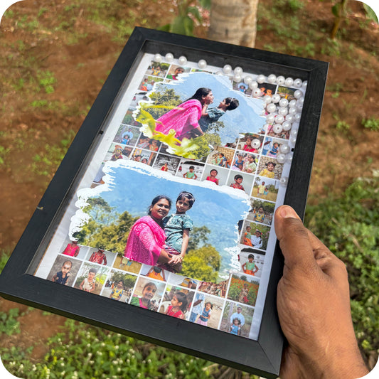 Personalized Pearl-Accented Photo Mosaic Shadow Box