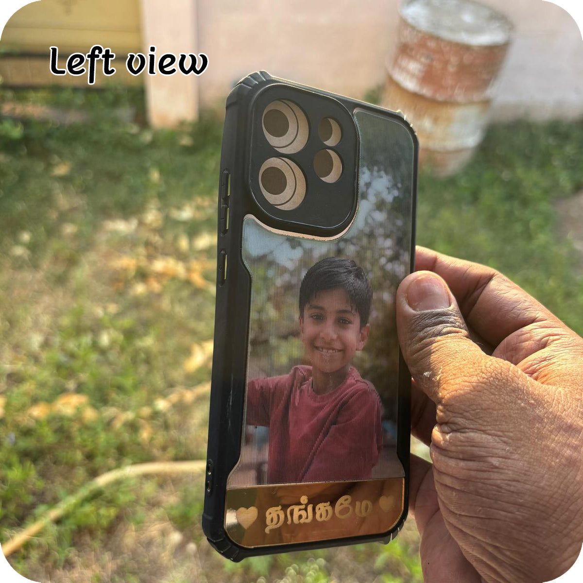 magic mobile case with golden text