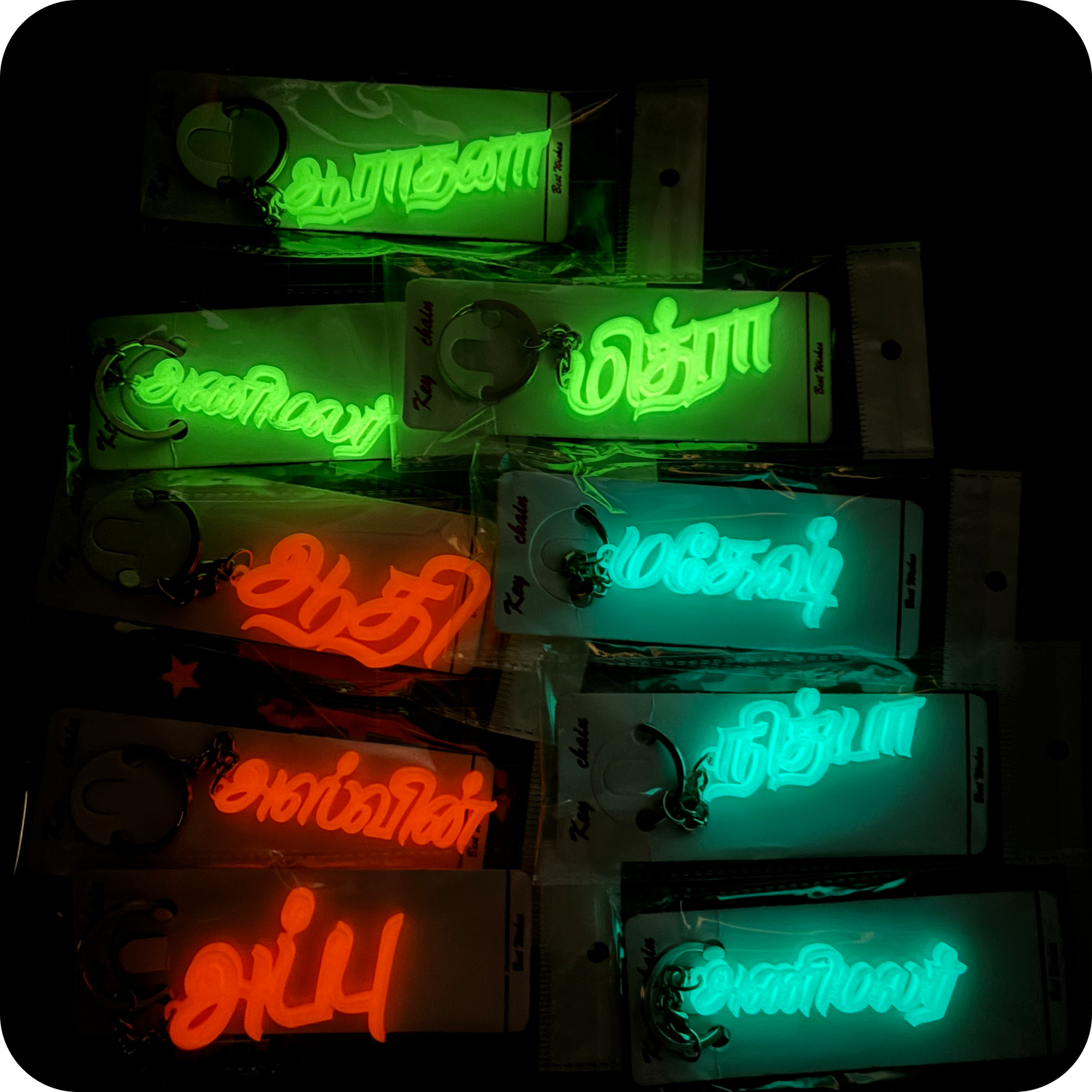 Glow in dark keychains