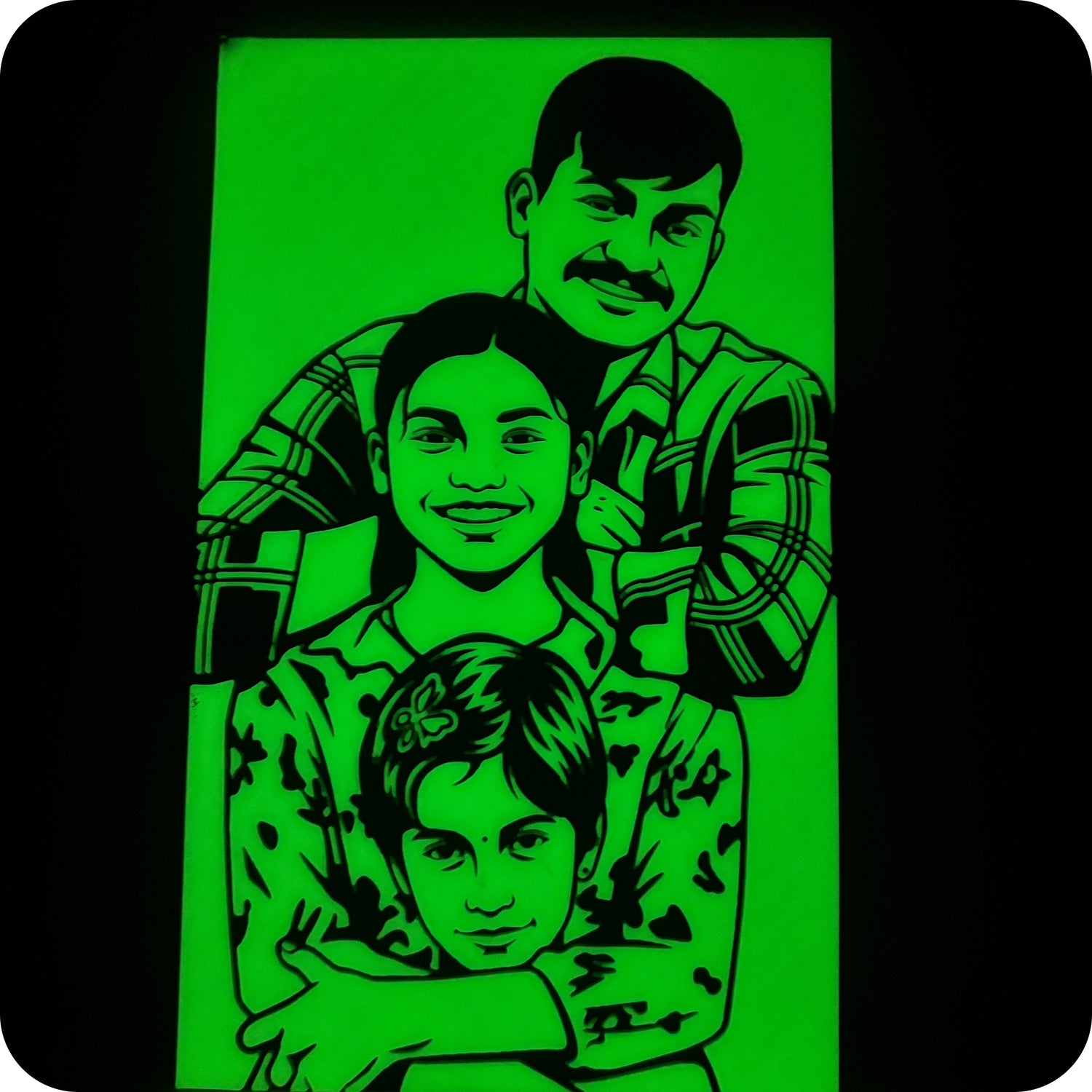 Glow in dark photo frames