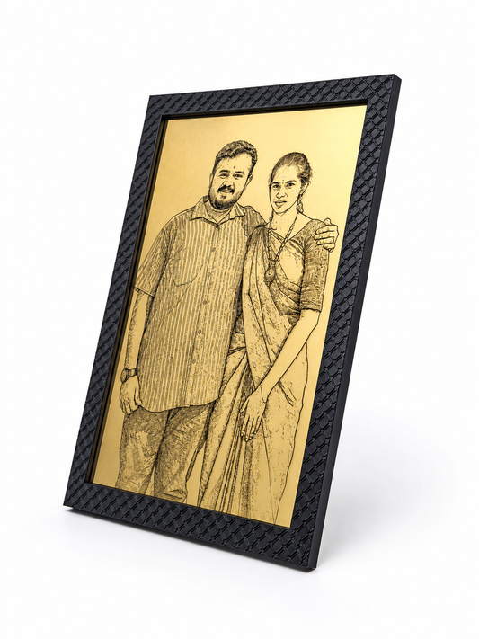 ✨ Golden Memories Engraved Photo Frame ✨ Size - 8*12inch