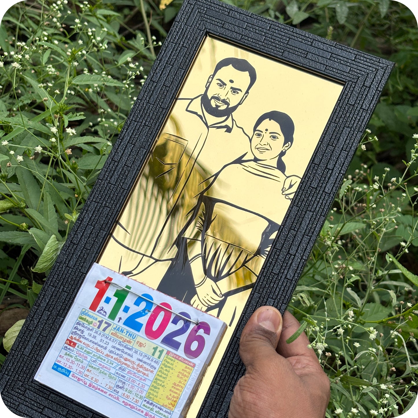 Goldren calender photo frame